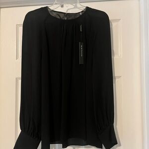 ELIE  TAHARI  long sleeve black blouse - Eliza shirt - L